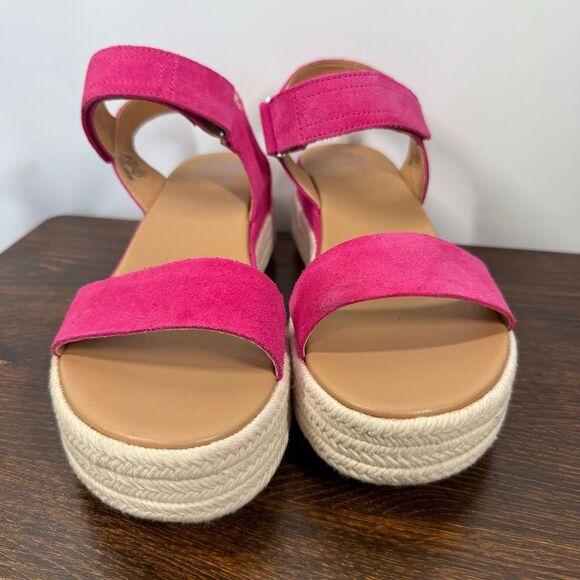 Sorel Women's Cameron Ankle-Strap Platform Sandals fuchsia white suede size 9 sh - Picture 2 of 10